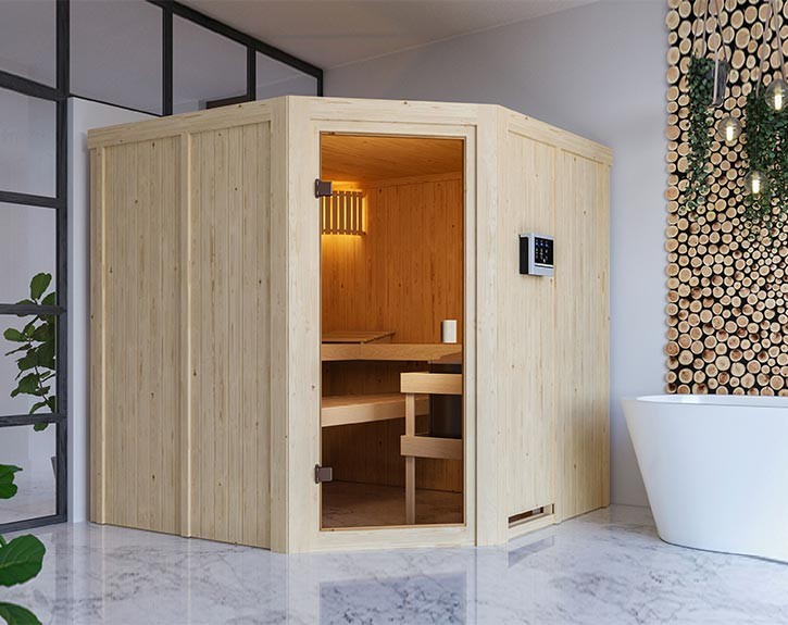 Karibu Innensauna Kotka - 68mm Elementsauna - Ecksauna