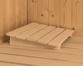 Karibu Innensauna Larin + 9kW Saunaofen + integrierte Steuerung - 68mm Elementsauna - Ganzglastür graphit - Ecksauna