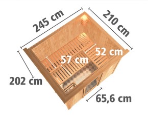 Karibu Innensauna Gobin + Dachkranz - 68mm Elementsauna - Energiespartür