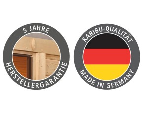 Karibu Innensauna Variado + Dachkranz - 68mm Systemsauna - Ganzglastür bronziert