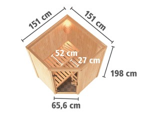 Karibu Innensauna Nanja - 68mm Elementsauna Nanja - Energiespartür - Ecksauna - Energiesparsauna