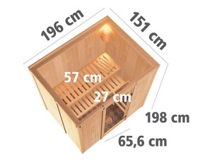 Karibu Innensauna Fanja - 68mm Elementsauna - Ganzglastür graphit - 230V Sauna