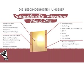 Karibu Leuchte PREMIUM für Eckmontage - für 400 Volt Ofen 