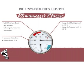 Karibu Klimamesser Classic - Thermometer + Hygrometer - rund - 10 cm