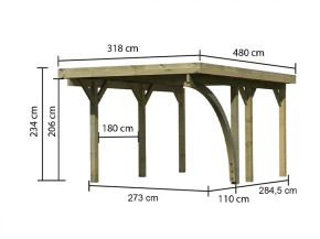 Karibu Einzelcarport Classic 1B + Einfahrtsbogen - Holz-Carport - 11,5cm Pfosten - Stahl-Dach