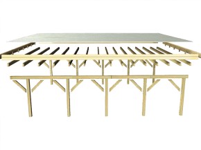 Karibu Einzelcarport Classic 1B + Einfahrtsbogen - Holz-Carport - 11,5cm Pfosten - Stahl-Dach