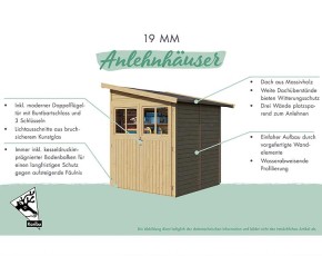 Karibu Holz-Gartenhaus Wandlitz 2 - 19mm Elementhaus - Anlehngartenhaus - Geräteschuppen - Pultdach - terragrau