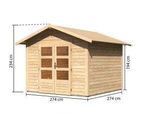 Karibu Holz-Gartenhaus Talkau 6 - 28mm Elementhaus - Satteldach - natur