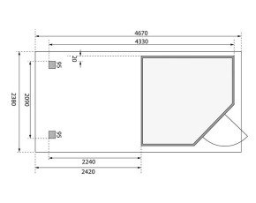 Karibu Holz-Gartenhaus Schwandorf 3 + 2,4m Anbaudach + Rückwand - 19mm Elementhaus - 5-Eck-Gartenhaus - Flachdach - natur