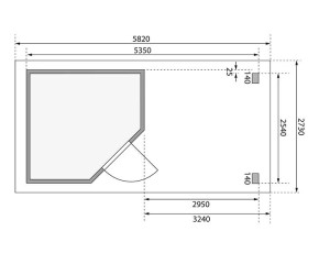 Karibu Holz-Gartenhaus Neuruppin 2 + 3,2m Anbaudach - 28mm Elementhaus - Flachdach - terragrau