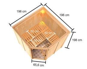 Karibu Innensauna Kotka - 68mm Elementsauna - Ecksauna