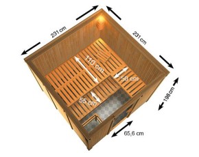 Karibu Innensauna Arvika + 9kW Saunaofen + integrierte Steuerung - 68mm Elementsauna