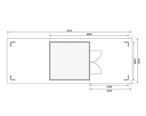 Karibu Holz-Gartenhaus Theres 3 + 2 x 2,6m Anbaudach - 28mm Elementhaus - Satteldach - terragrau