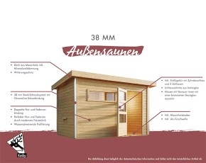 Karibu Gartensauna Mainburg 5 B + Vorraum + 3 Liegen + Vordach - 38mm Saunahaus - Pultdach - natur