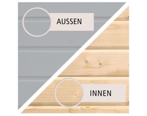 Karibu Innensauna Sodin + 9kW Saunaofen + integrierte Steuerung - 68mm Elementsauna - Ganzglastür klar - lichtgrau