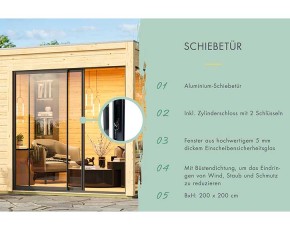 Karibu Holz Gartenhaus Dice 3 - 38mm Elementhaus - Gartenhaus Lounge - Flachdach - natur