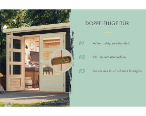 Karibu Holz-Gartenhaus Retola 5 + Anbauschrank - 19mm Elementhaus - Flachdach - terragrau