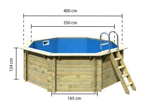 Karibu Holzpool Achteck 1A Set kleiner Filter + Skimmer - blaue Folie