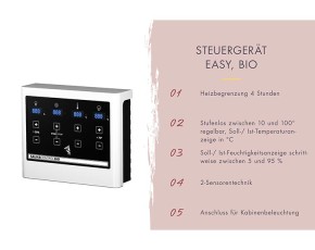 Karibu Fasssauna 1 + 9kW Bio-Kombiofen + externe Steuerung - 38mm Saunafass - Tonnendach - natur