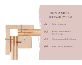 Karibu Gartensauna Hytti 6 + Vorraum + 9kW Saunaofen + integrierte Steuerung - 38mm Saunahaus - Pultdach - Energiespartür - natur