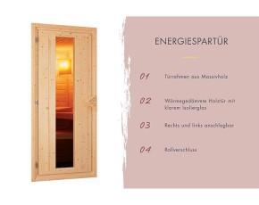 Karibu Gartensauna Hytti 6 + Vorraum + 9kW Saunaofen + externe Steuerung - 38mm Saunahaus - Pultdach - Energiespartür - natur