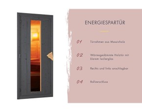 Karibu Gartensauna Hytti 6 + Vorraum + 9kW Saunaofen + integrierte Steuerung - 38mm Saunahaus - Pultdach - Energiespartür - terragrau