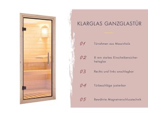 Karibu Fasssauna Asymmetrisch 1 + 9kW Saunaofen + integrierte Steuerung - 38mm Fassauna - Tonnendach - natur