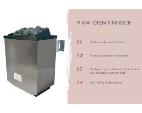 Karibu Fasssauna Asymmetrisch 3 + Vorraum + 9kW Saunaofen + externe Steuerung - 38mm Saunafass - Tonnendach - natur