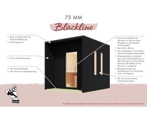 Karibu Gartensauna Laguna + 9kW Saunaofen + externe Steuerung - 73mm Saunahaus - Flachdach - schwarz