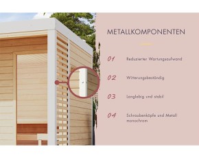 Karibu Gartensauna Ares 1 + 9kW Saunaofen + externe Steuerung - 38mm Hybrid-Saunahaus - Flachdach - natur/weiß