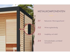 Karibu Gartensauna Ares 3 + 9kW Saunaofen + externe Steuerung - 38mm Hybrid-Saunahaus - Flachdach - terragrau/anthrazit