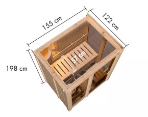 Karibu Innensauna Irava 1 + Glasfront + Superior-Ausstattung - 68mm Systemsauna