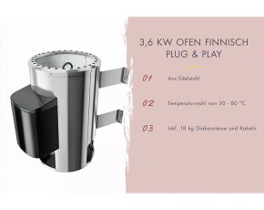 Karibu Innensauna Irava 1 + Glasfront + Superior-Ausstattung + 3,6kW Plug&Play Saunaofen + externe Steuerung - 68mm Systemsauna