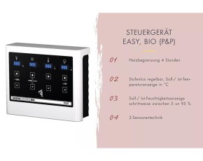 Karibu Innensauna Irava 1 + Glasfront + Superior-Ausstattung + 3,6kW Plug&Play Bio-Kombiofen + externe Steuerung - 68mm Systemsauna