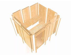 Karibu Innensauna Irava 3 + Glasfront + Superior-Ausstattung - 68mm Systemsauna